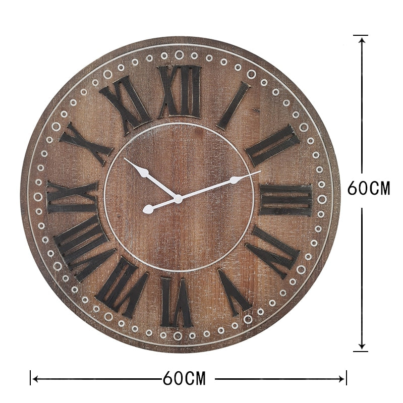 Rustic W Black Roman Numeral Wall Clock 60cm - Image 4