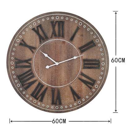 Rustic W Black Roman Numeral Wall Clock 60cm - Image 4