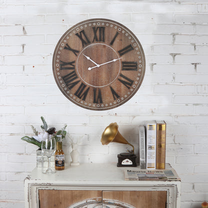 Rustic W Black Roman Numeral Wall Clock 60cm - Image 5