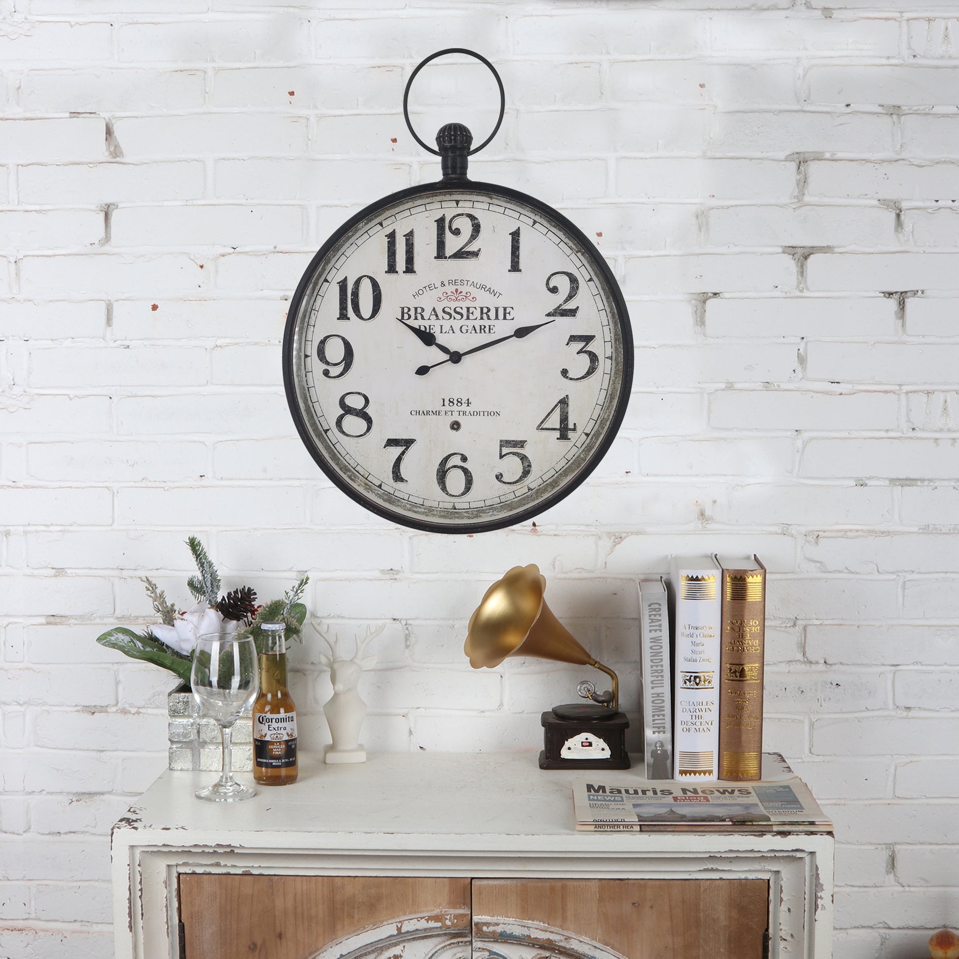 Brasserie' Glass Front Fob Wall Clock 60x81cm - Image 5
