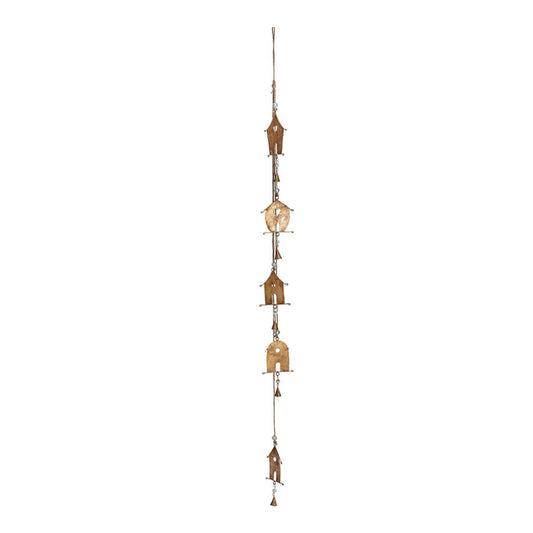 Handcrafted Houses w Bells Hanging Mobile 145cm