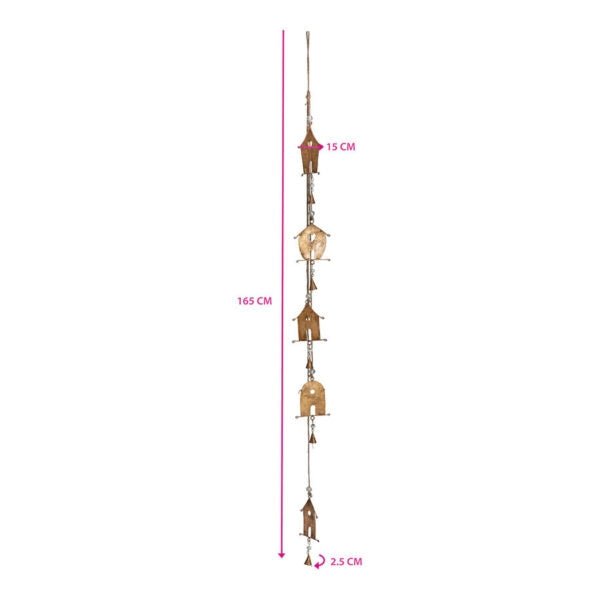 Handcrafted Houses w Bells Hanging Mobile 145cm - Image 3