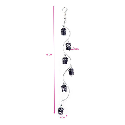 Handcrafted Spiral Vintage Bells Hanging Mobile 64cm - Image 2
