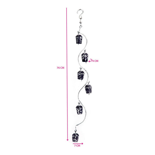Handcrafted Spiral Vintage Bells Hanging Mobile 64cm - Image 2