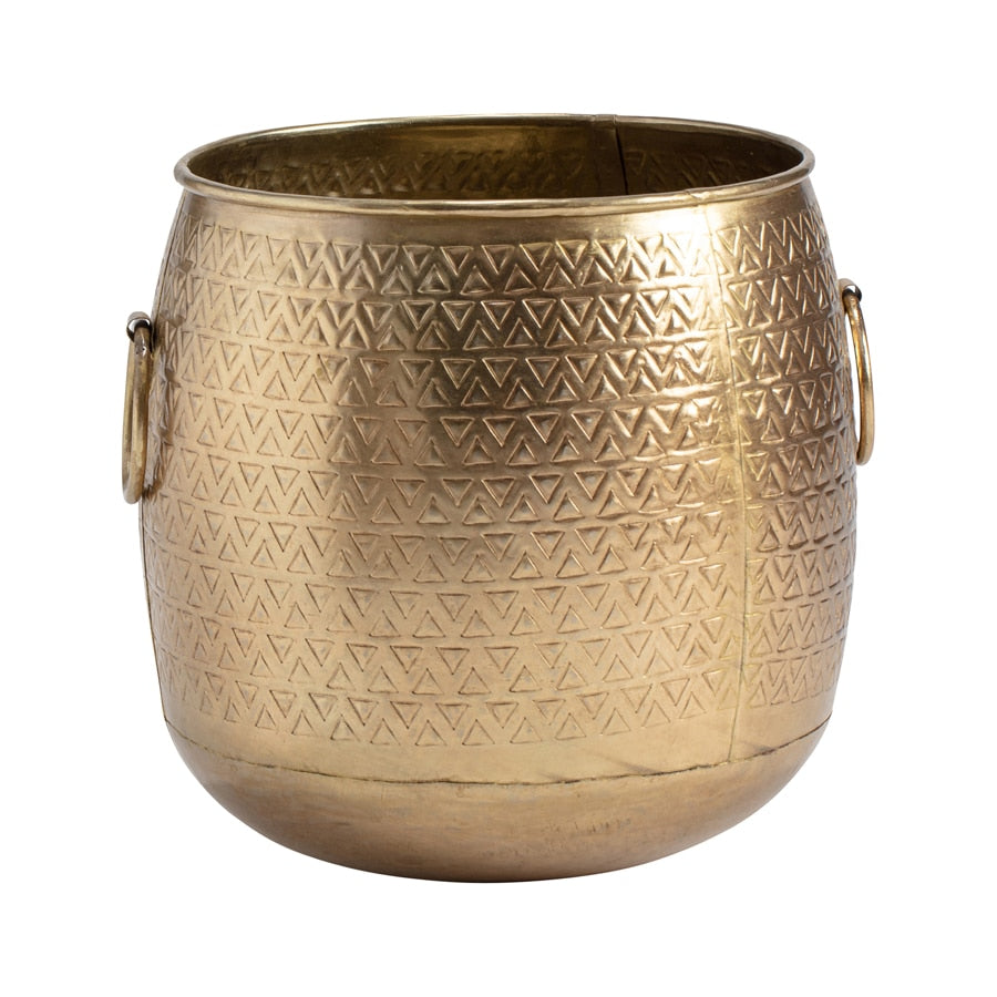 Handcrafted Pressed Metal Antique Gold Planter 20cm