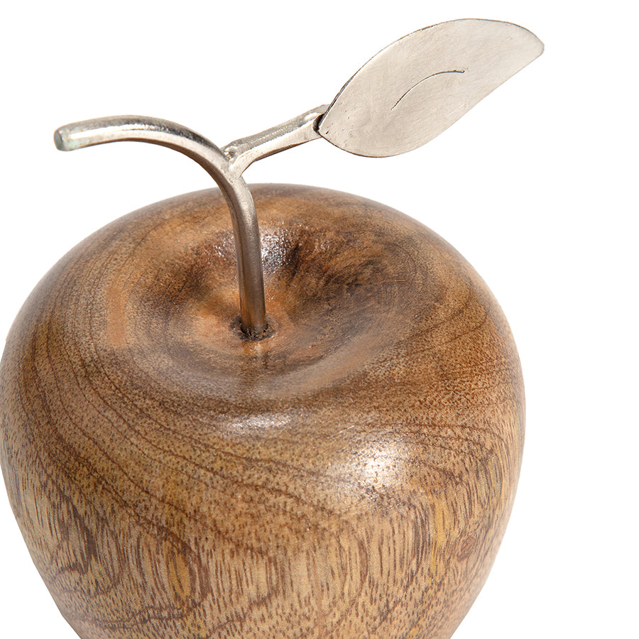 Set 2 Asst Handcrafted Apple & Pear W Antique Silver Leaf 17cm - Image 2