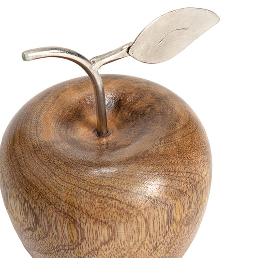 Set 2 Asst Handcrafted Apple & Pear W Antique Silver Leaf 17cm - Image 2