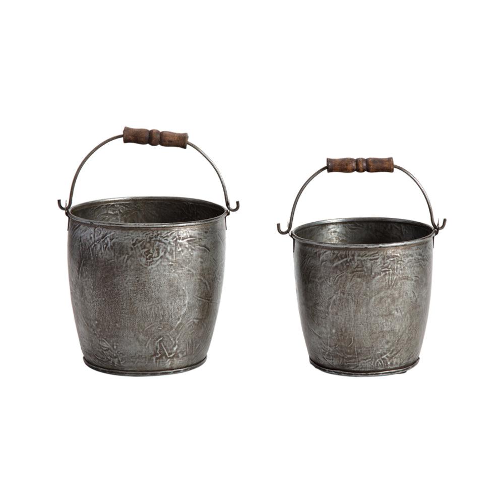Set 2 Vintage Bucket Planters 18cm