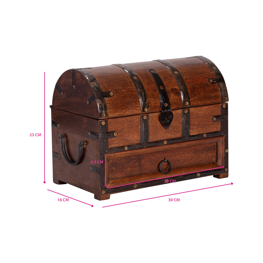 Handcrafted Treasure Chest Box w Drawer 30cm - Image 4