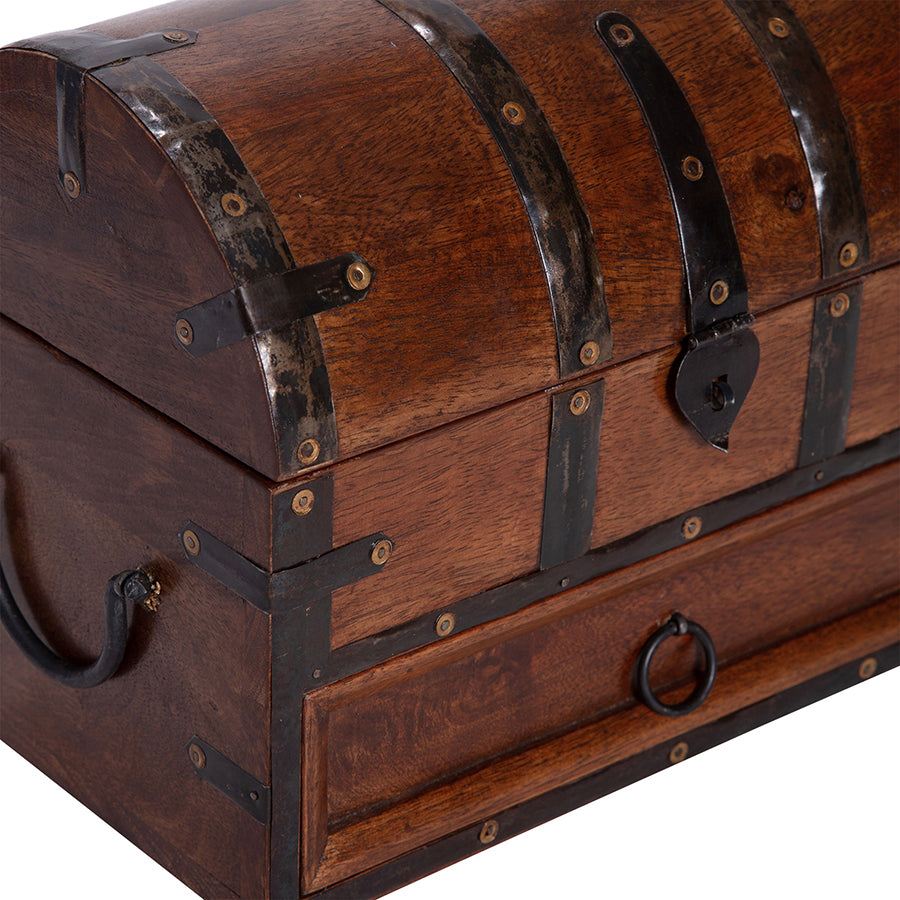 Handcrafted Treasure Chest Box w Drawer 30cm - Image 3