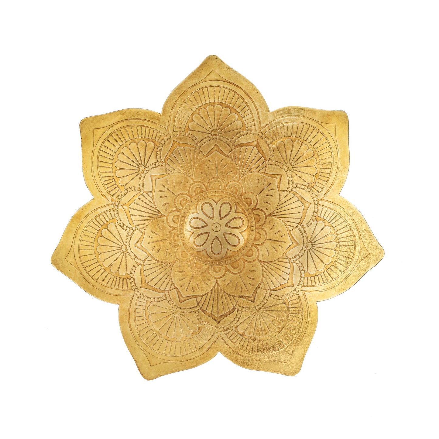 Handcrafted Metal Pressed Mandala Shape Bowl 28cm - Image 3