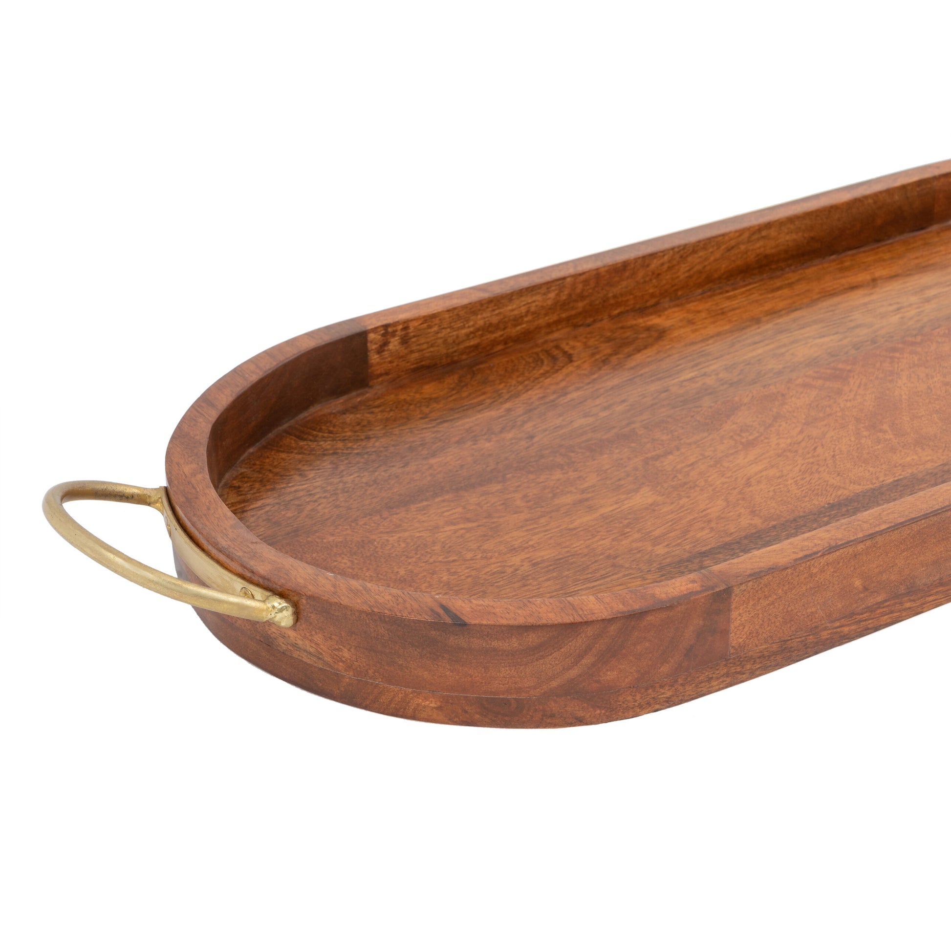 Handcrafted Mango Wood  Oval Tray W Handles 17cm - Image 3