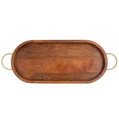 Handcrafted Mango Wood  Oval Tray W Handles 17cm - Image 4