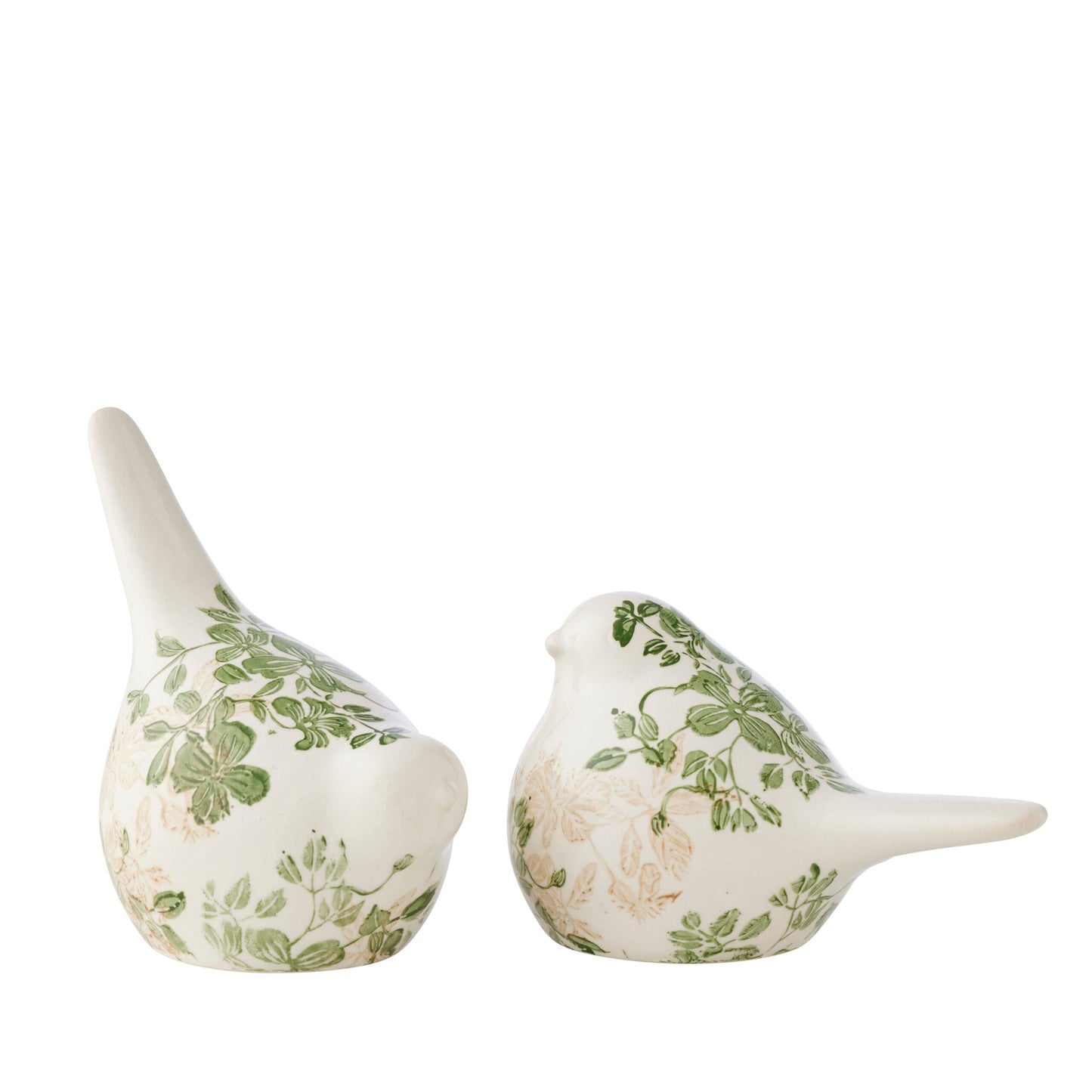Set 2 Asst Size Green Leaf Birds 16cm