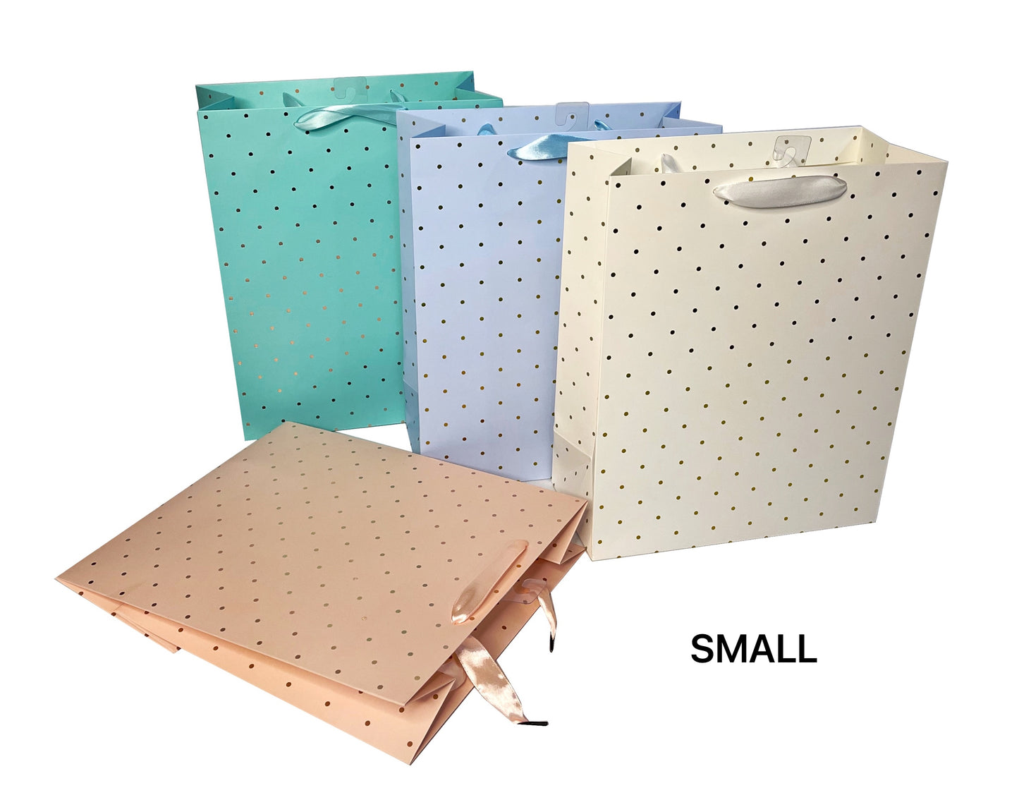 bulk 24 Small Foil Dot Gift Bag Assorted 14cm