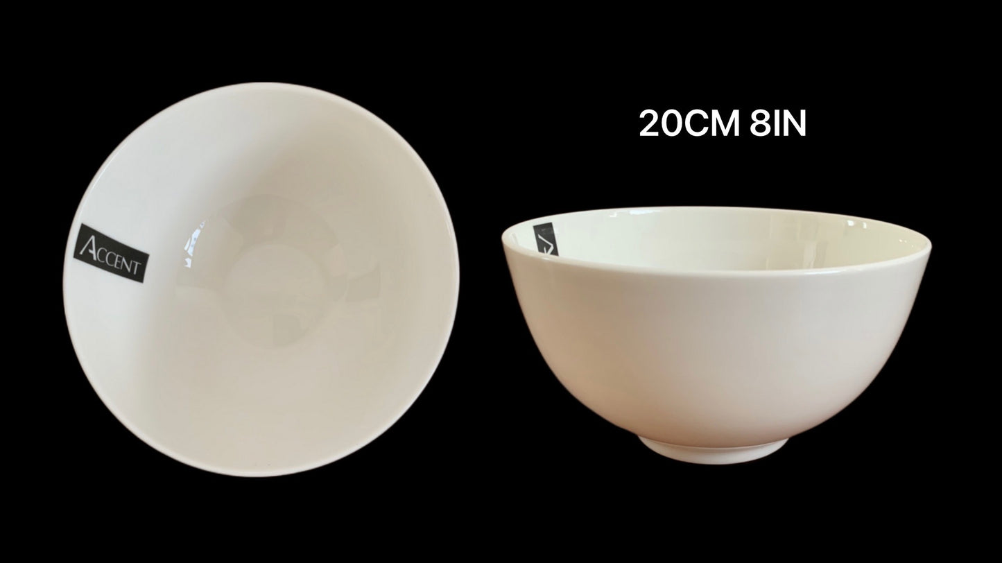 bulk 24 White Fine Bone China Bowl 8in 20cm