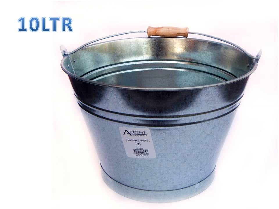 bulk 8 Galvanized Bucket w/ Handle 10L 28cm