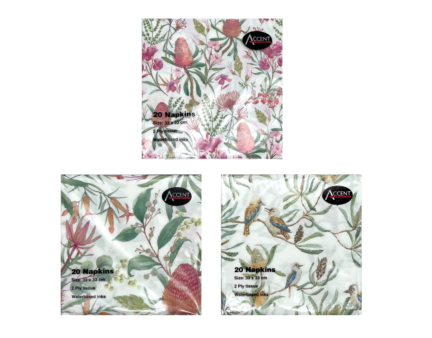 bulk 48 Australian Native Napkin 2Ply Assorted 33cm