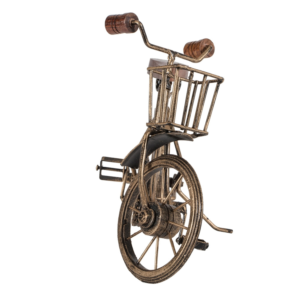 Vintage Bicycle w Basket Antique Gold 32cm - Image 3