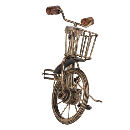 Vintage Bicycle w Basket Antique Gold 32cm - Image 3