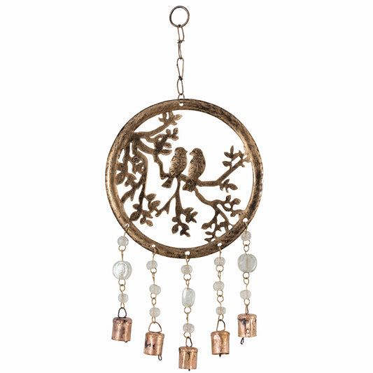 Hanging Circle of Life Chime w Birds Beads & Bells 43cm