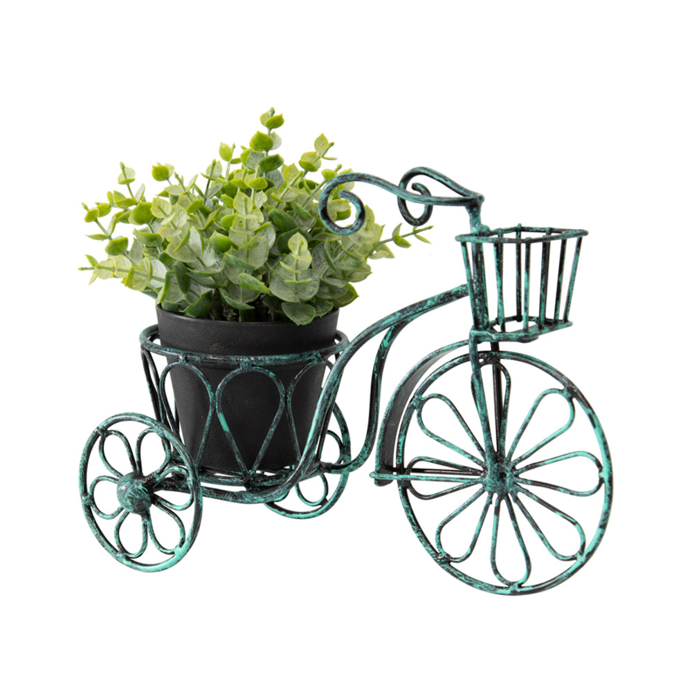 Distressed Aqua Bicycle Planter 25cm