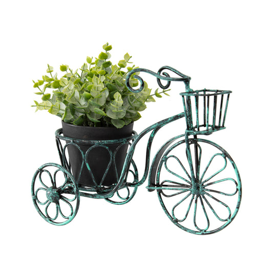 Distressed Aqua Bicycle Planter 25cm