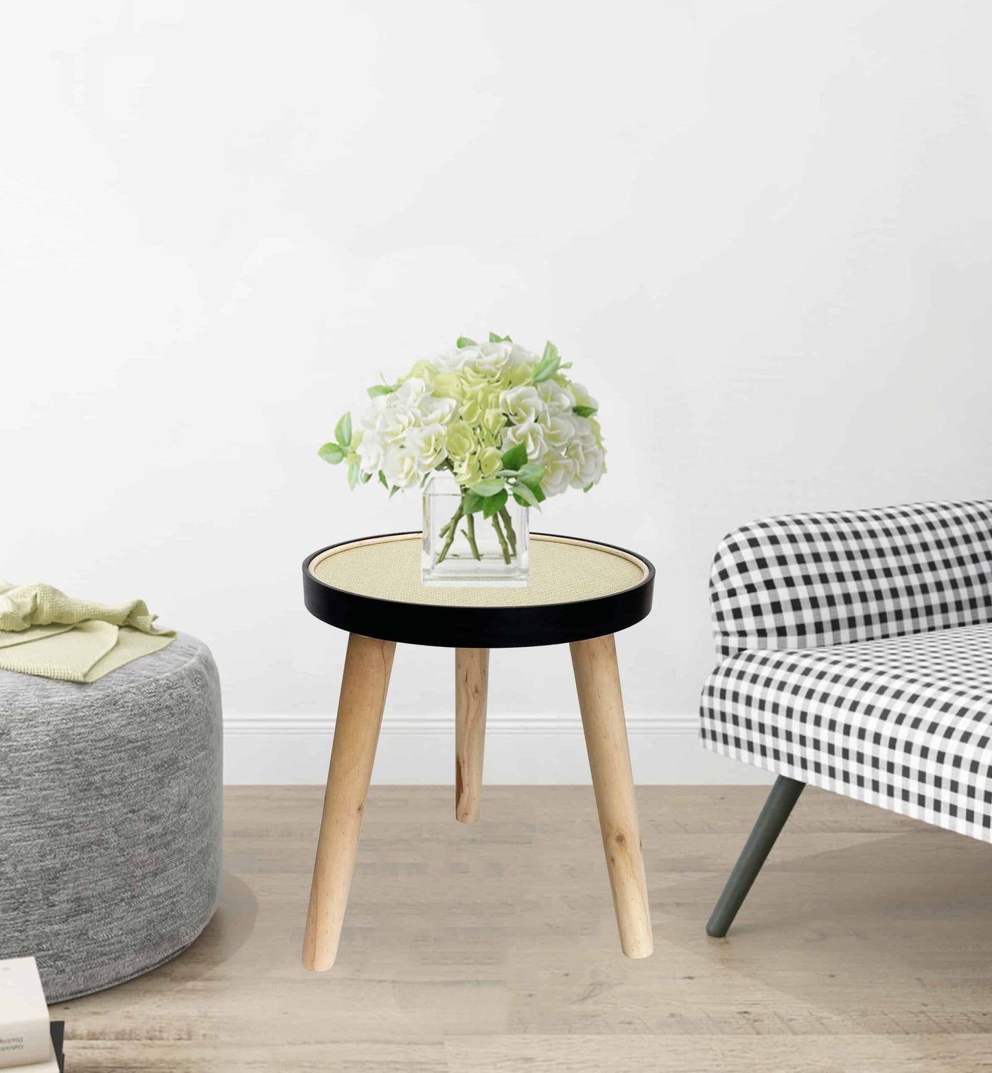 Round Rattan top 3 Legged Potplant Stand / Side Table 34cm - Image 2