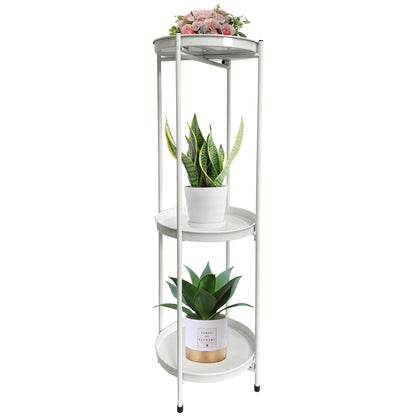 Round White 3 Shelf Display / Plant Stand 81cm