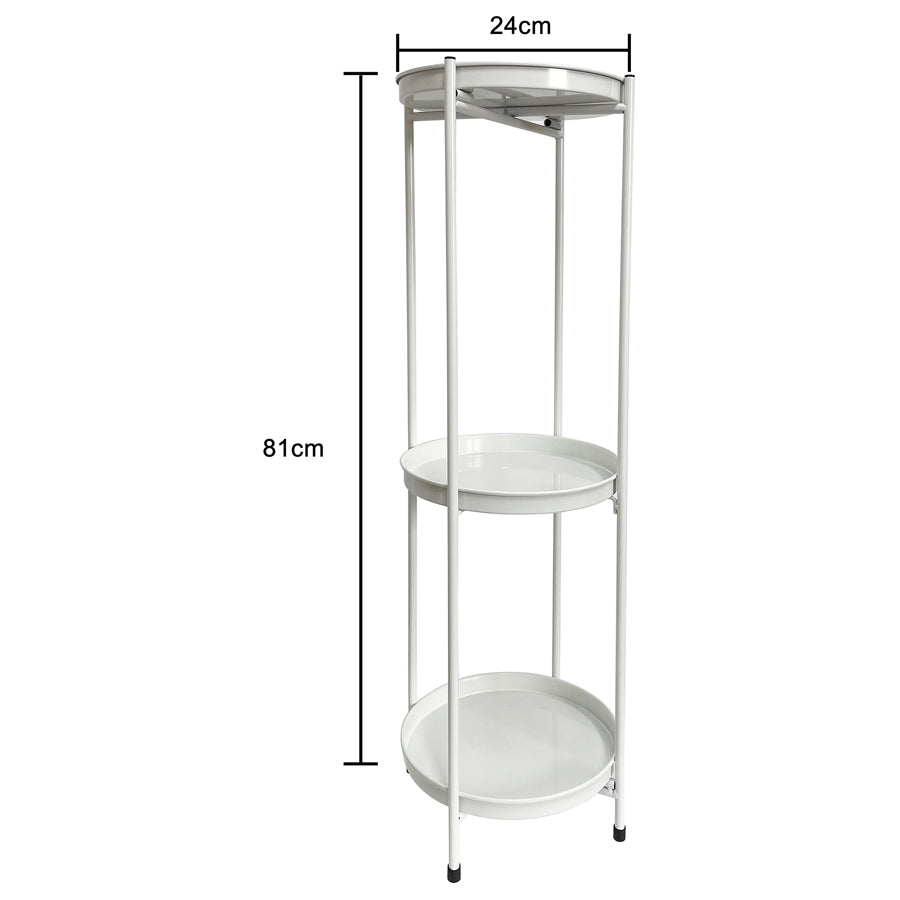 Round White 3 Shelf Display / Plant Stand 81cm - Image 3