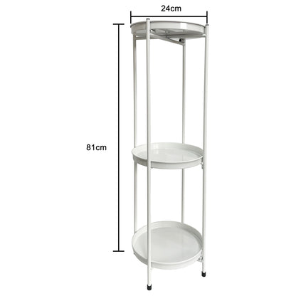 Round White 3 Shelf Display / Plant Stand 81cm - Image 3