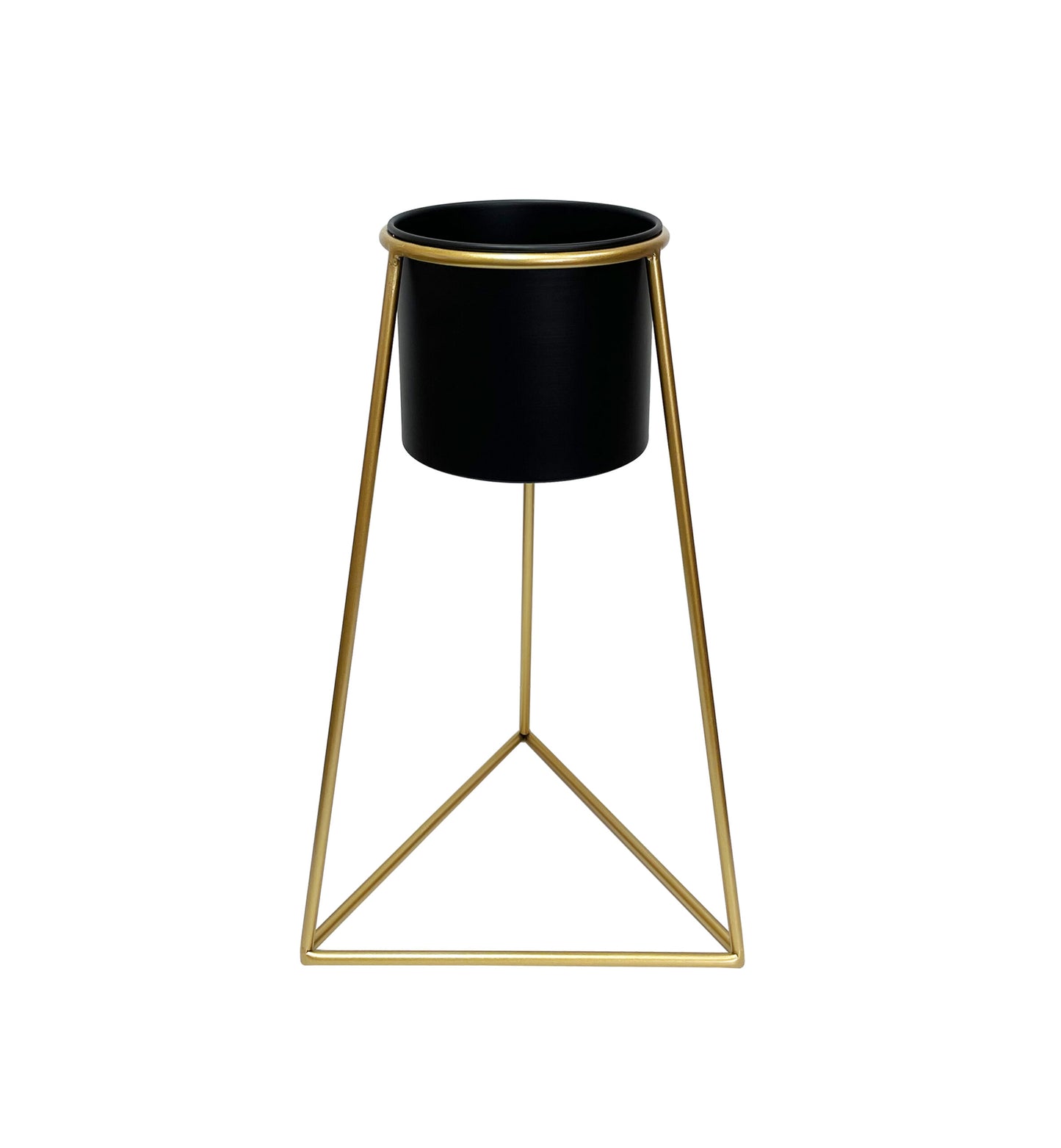 Black Planter on Gold Pyramid Stand 45cm - Image 3