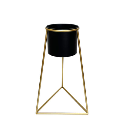 Black Planter on Gold Pyramid Stand 45cm - Image 3