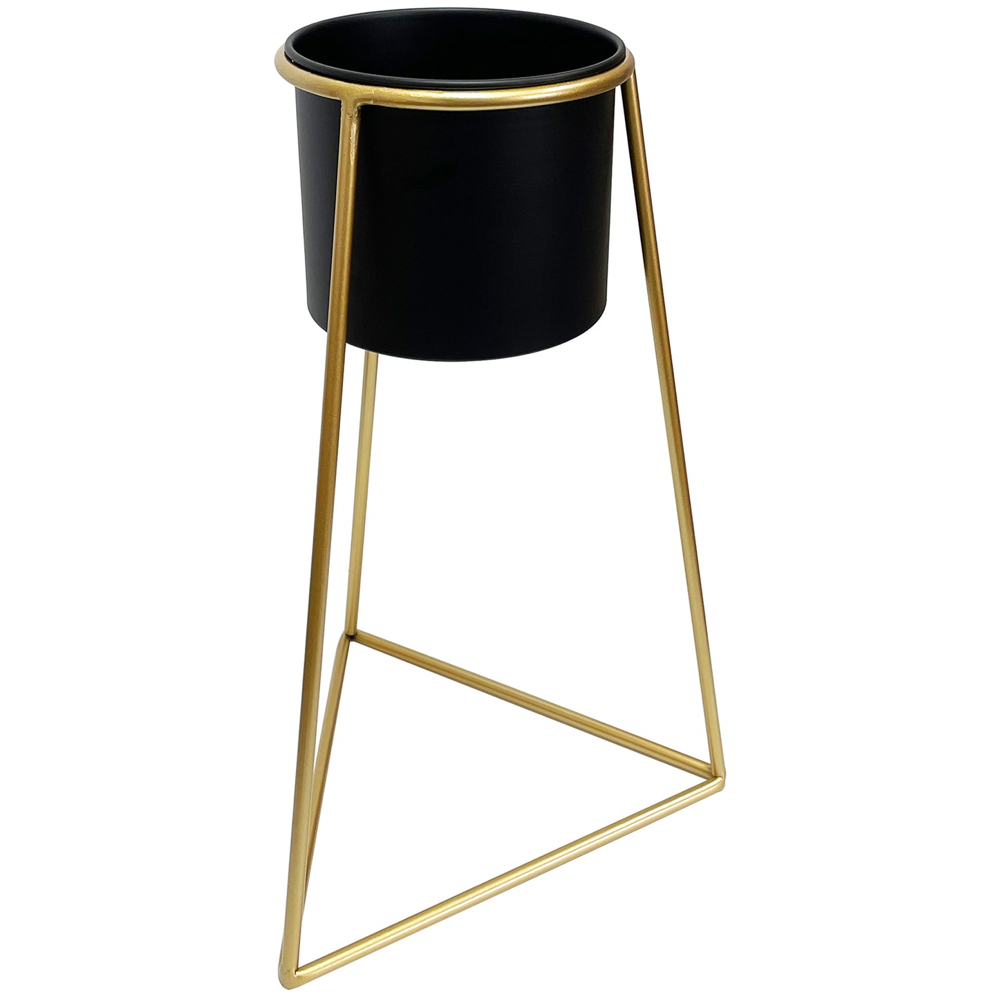 Black Planter on Gold Pyramid Stand 45cm - Image 4