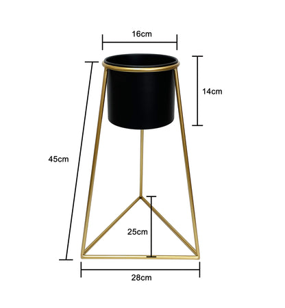 Black Planter on Gold Pyramid Stand 45cm - Image 5