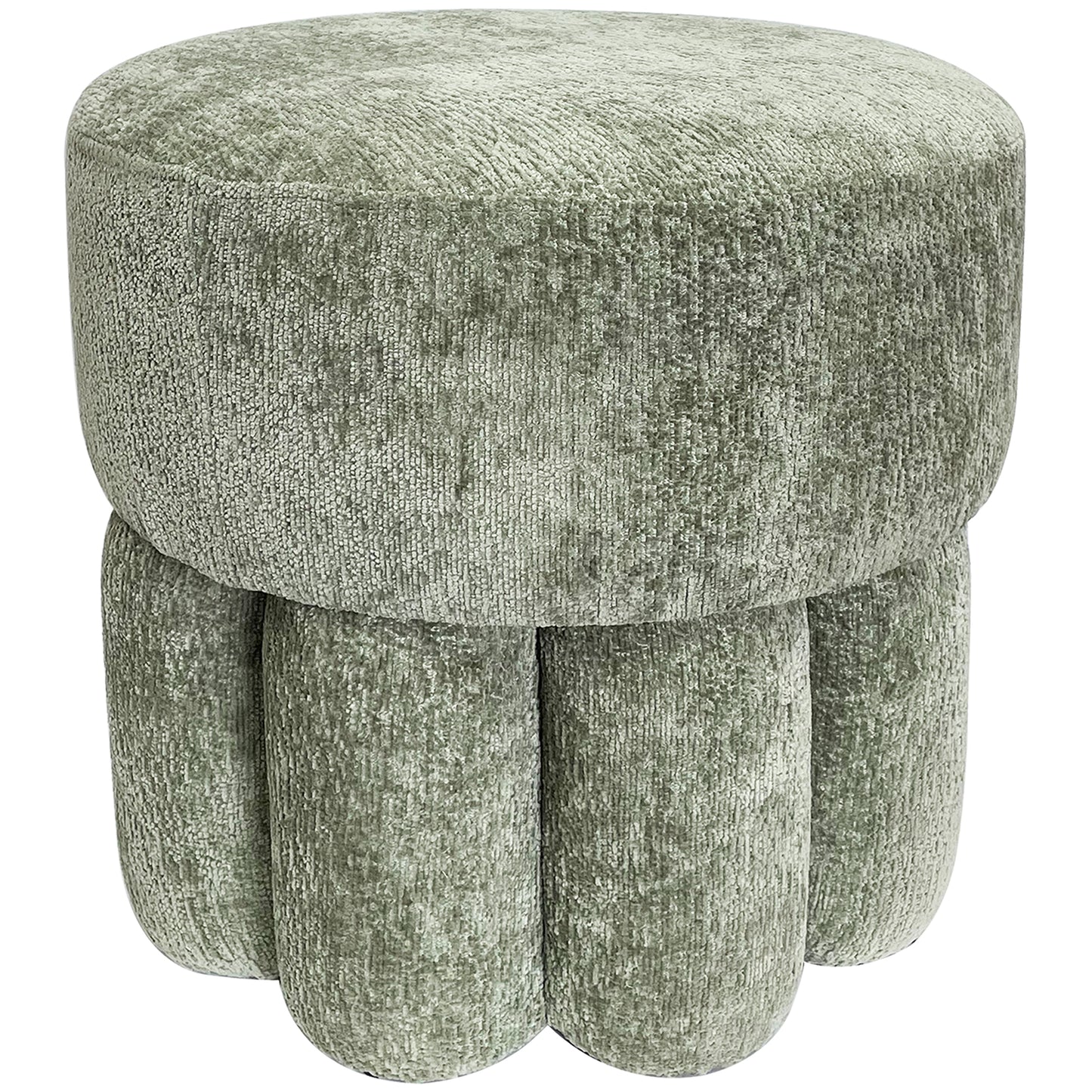 Plush Sage Fabric Ottoman / Stool 45cm