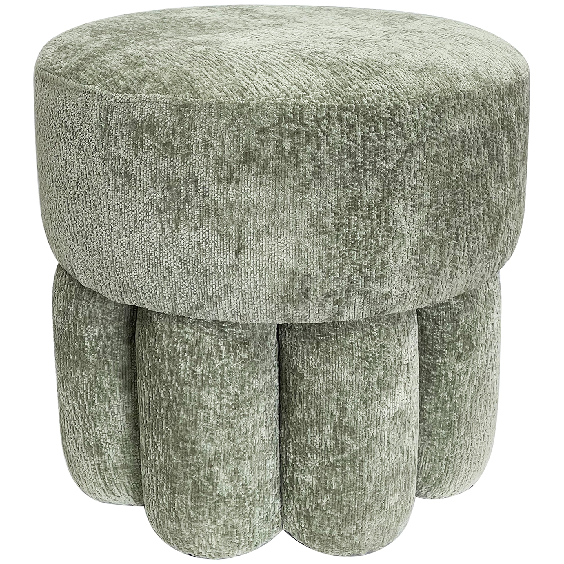 Plush Sage Fabric Ottoman / Stool 45cm
