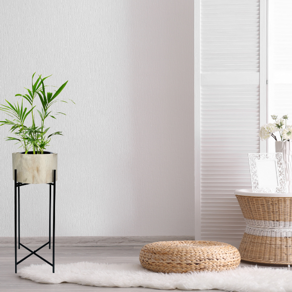Natural Wood Potplanter on Cross Legged Stand 66cm - Image 2