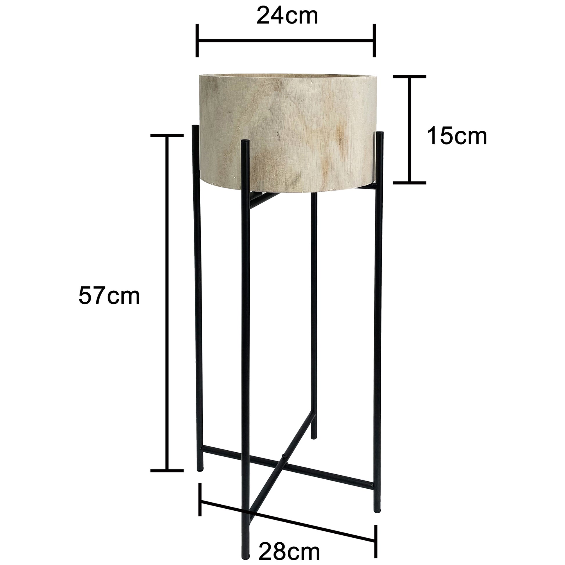 Natural Wood Potplanter on Cross Legged Stand 66cm - Image 5