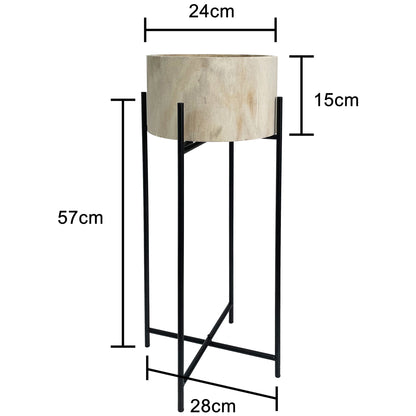 Natural Wood Potplanter on Cross Legged Stand 66cm - Image 5