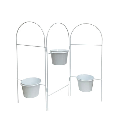 Three Tier White Planter Stand w/ Pots 68x55cm - Image 2