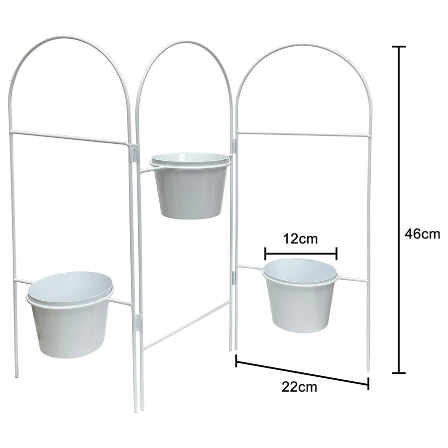 Three Tier White Planter Stand w/ Pots 68x55cm - Image 4
