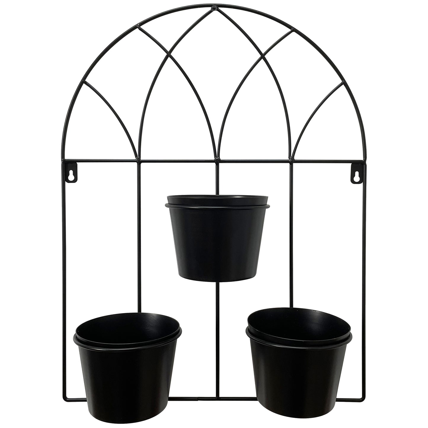 Black Arched 3 Pot Wall Planter 40x52cm - Image 2