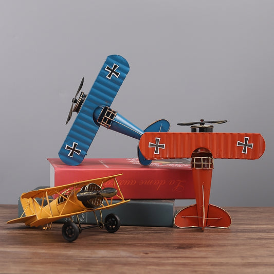 Set 3 Metal Vintage Warfare Aircraft Assorted 21cm