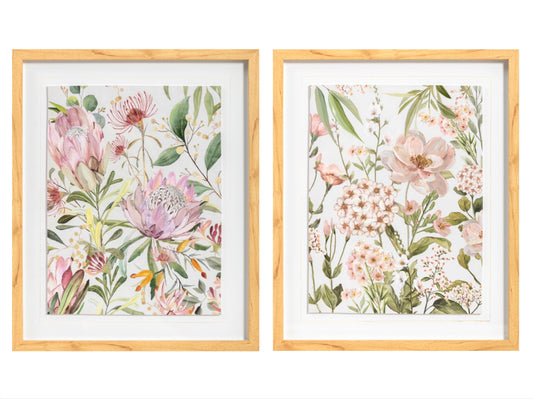 Set 2 Floral Framed Wall Art 50cm