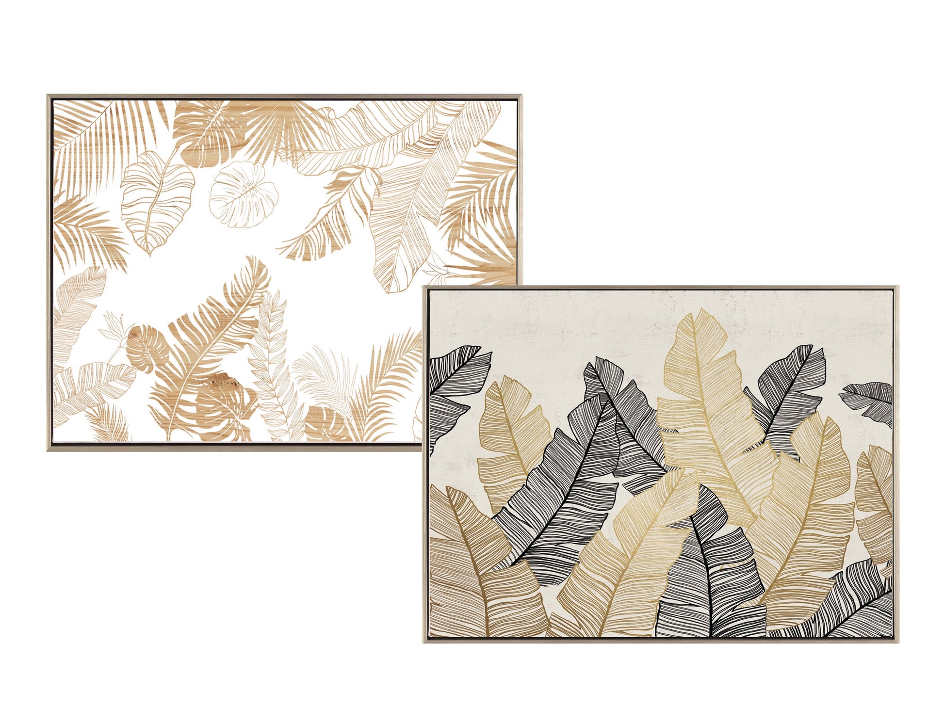 Set 2 Leafy Wall Art 80cm