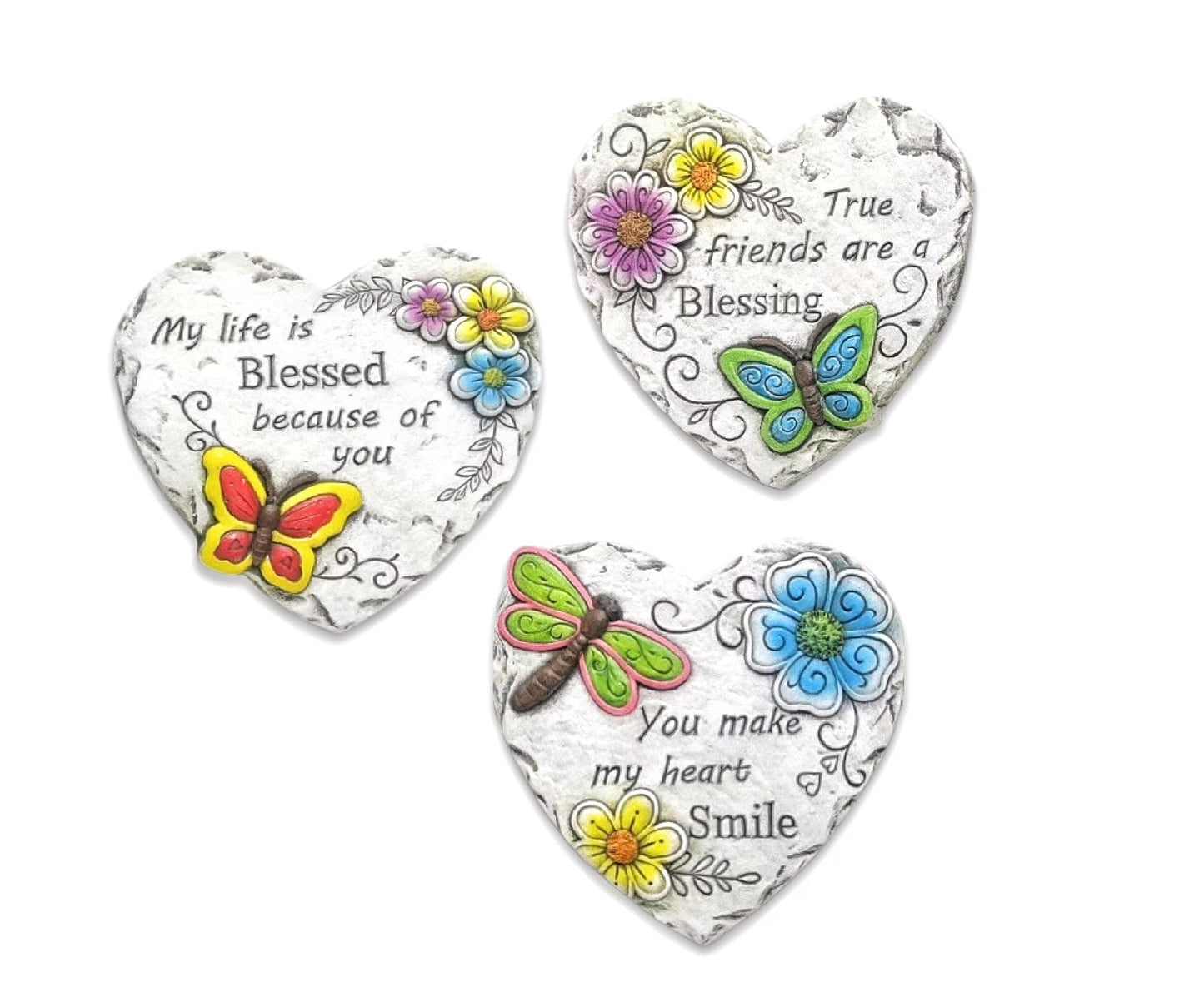 Set 3 Blessings on Concrete Heart 25cm