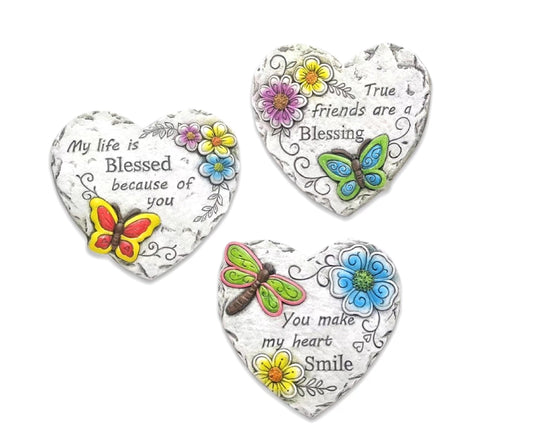 Set 3 Blessings on Concrete Heart 25cm
