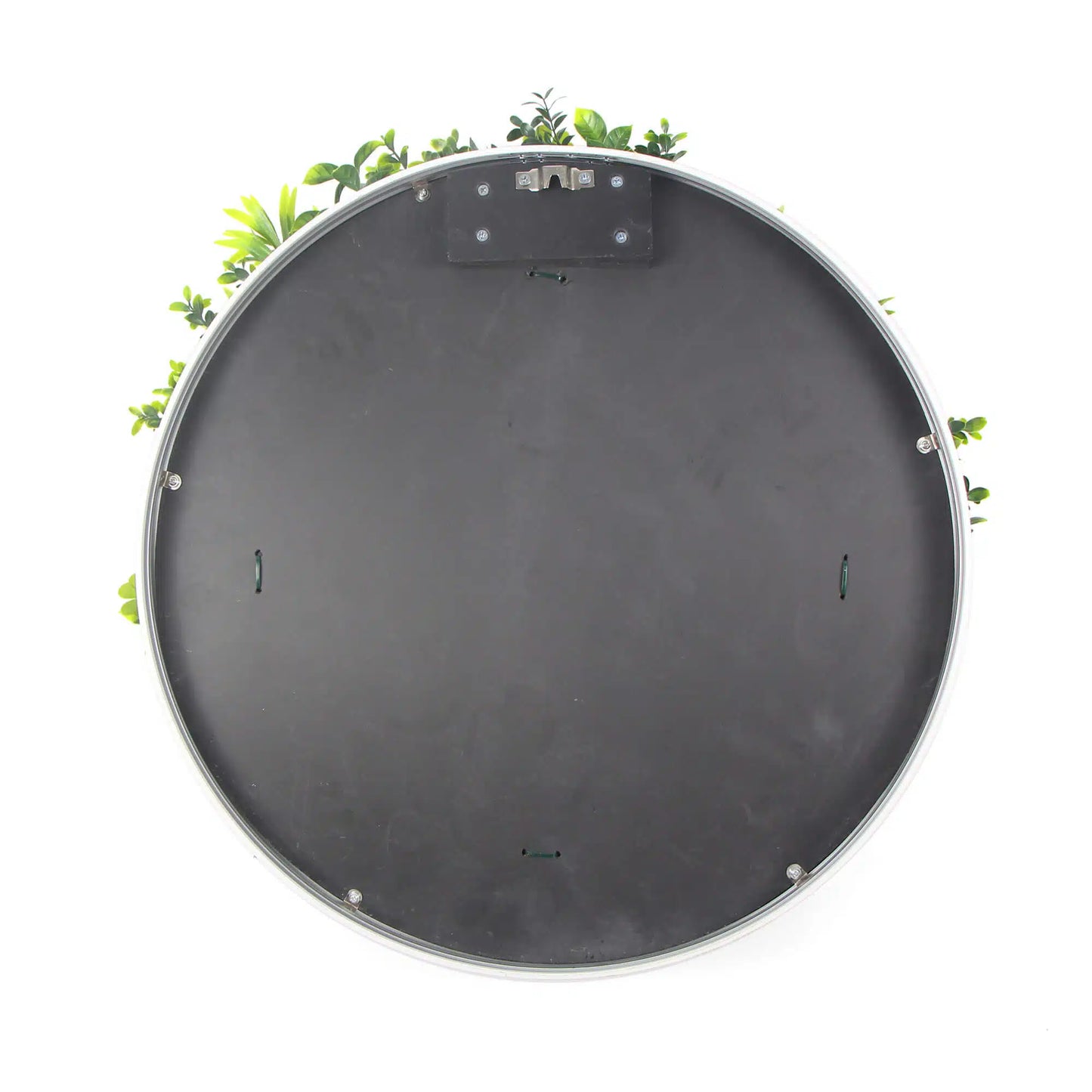 Slimline Flowering White Artificial Green Wall Disc UV Resistant 100cm (Black Frame) - Image 4