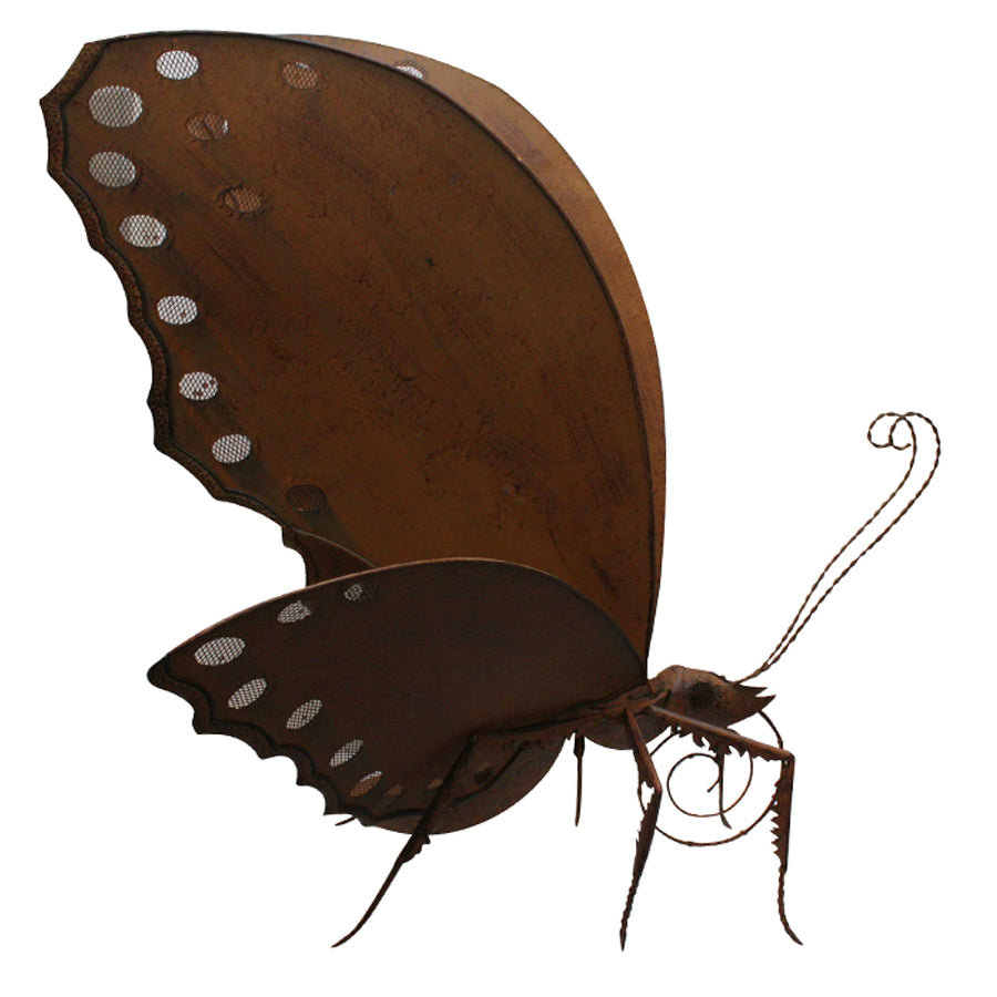 XL Rust Metal Butterfly Garden Ornament 80x96cm